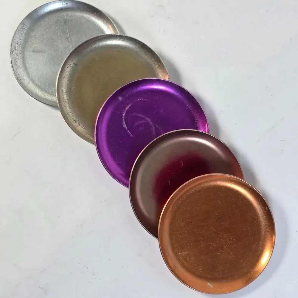Vintage Heller Hostess Ware Colorama Aluminum Coasters Set 5 MCM Italy USED